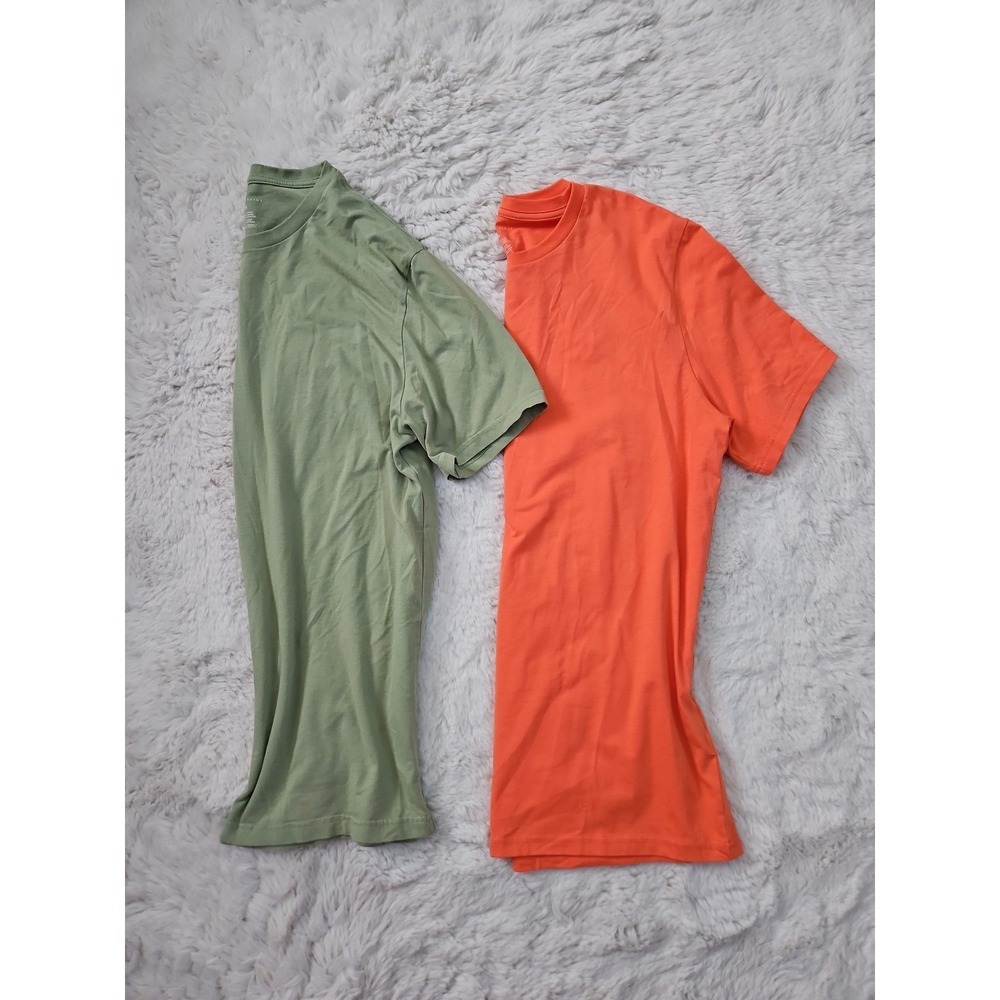 Geoffrey Beene Mens Crewneck T-Shirt 2-Pack Size M Coral & Olive Green